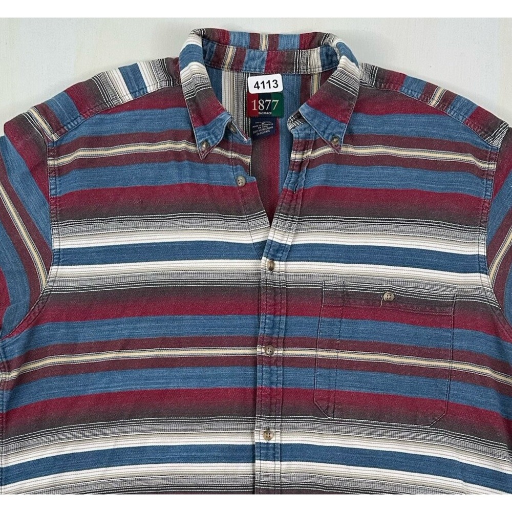 VTG Bachrach 1877 Men Southwest Aztec Denim Shirt Medium Striped Relaxed Flannel